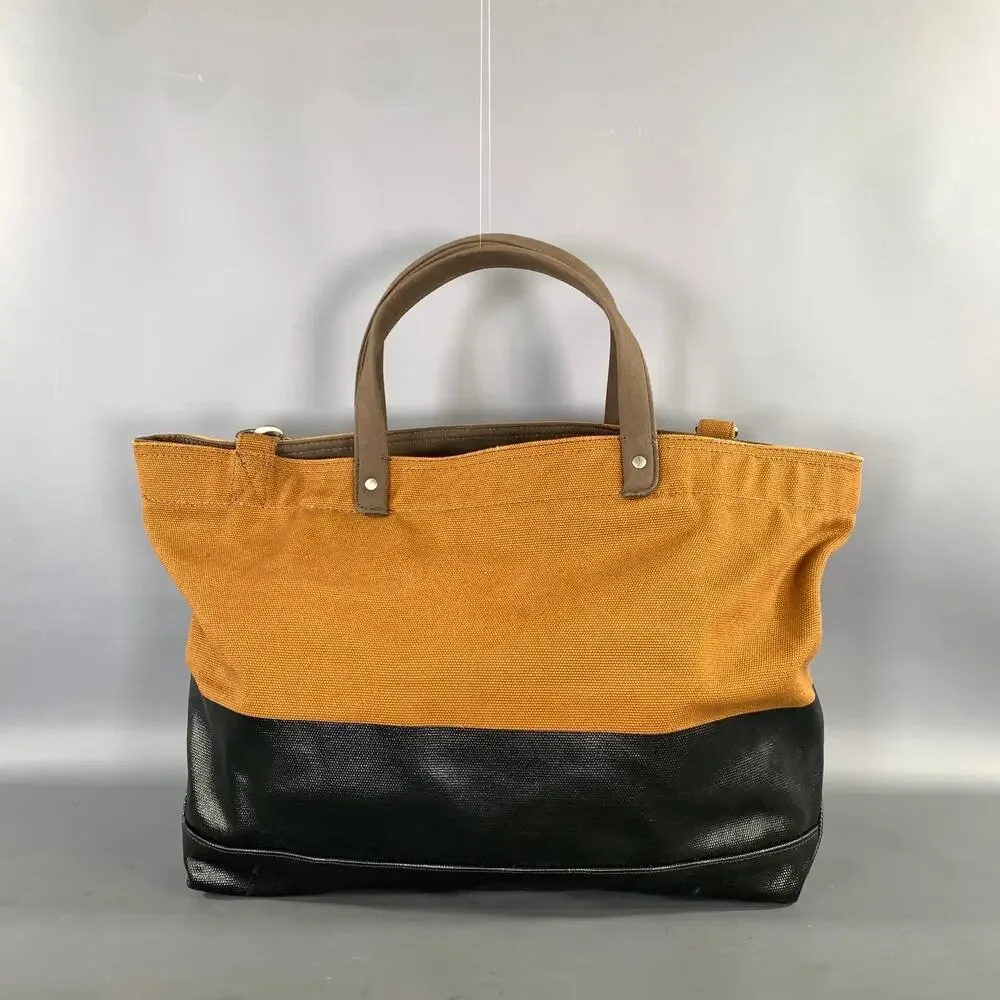 JACK SPADE Brown Black Waxed Cotton Tote Bag
